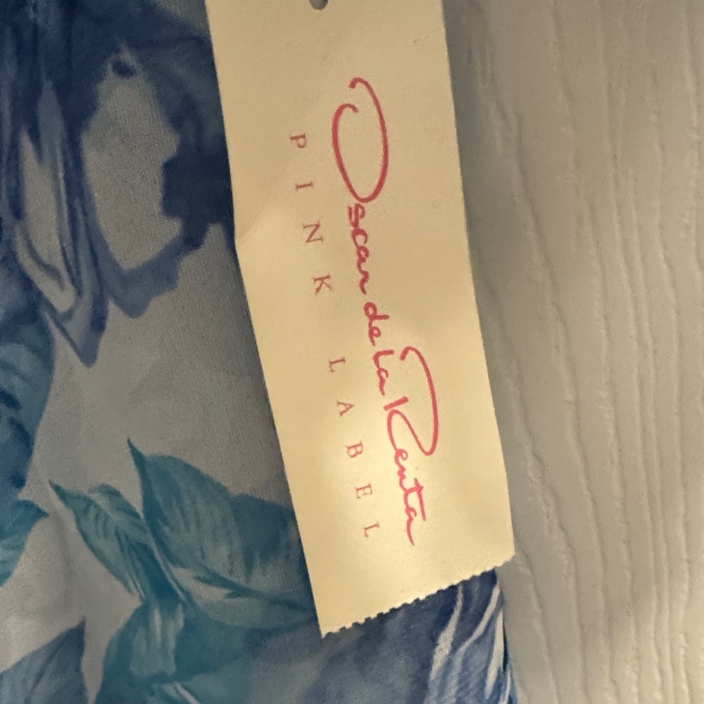 Oscar de la Renta Sheer Blue Floral Tie-Waist Robe - Picture 7 of 8